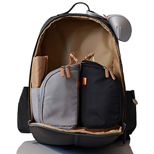 PacaPod Picos Pack Carbon Backpack Baby Changing Bag - Unisex Luxury Black Grey 3 in 1 Organising System