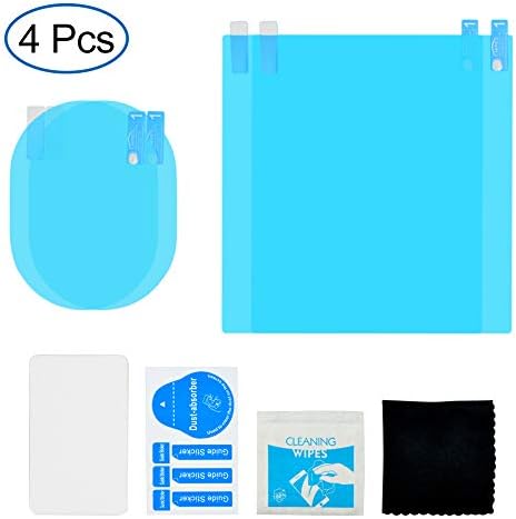 RBHK 4 Pcs Car Rearview Mirror Film, Anti Fog Film Rainproof Rear View Mirror Film Protector for Car Mirrors Side Windows (2 Oval Mirror Film + 2 Rec Side Window Film)