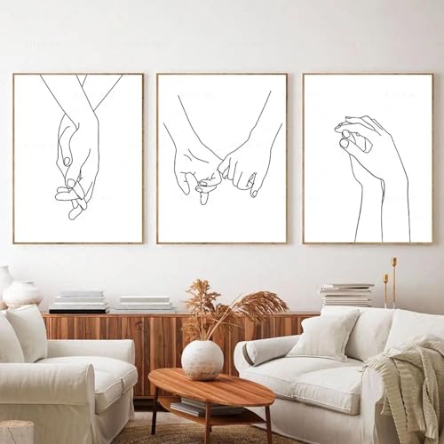 Dessin au trait couple grand format sur toile haut de gamme pour salon