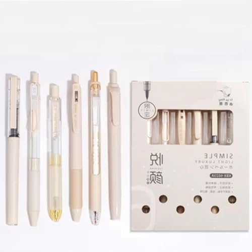 Image of 6 Pcs Korean Aesthetic Pastel Pen Set Blue Ink Cute Stationery for Girls Kawaii Fancy Gift Pens Aesthetic Office Supplies