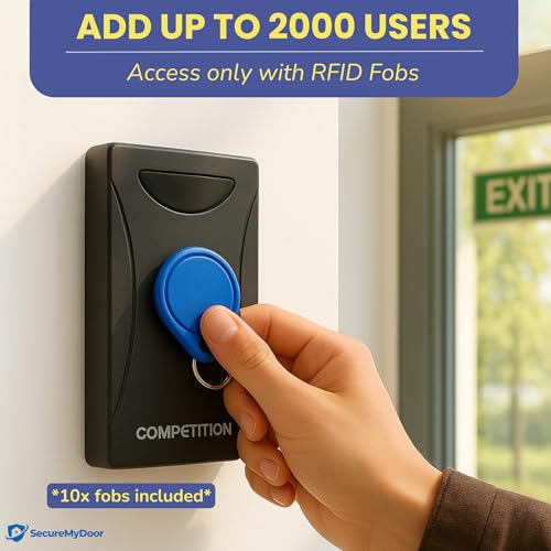 SecureMyDoor - Full Door Entry Kit | Indoor Security System with Electric Maglock Magnetic Lock, Proximity Reader & RFID Fobs | Ideal for Commercial & Home Residential Access Control Door