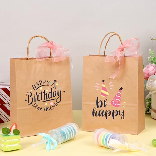 OUTUXED 35pcs Gift Bags, Brown Paper Bags with Handles, 7.1x3.6x9.3in Medium Size Kraft Paper Bags for Retail, Gift Wrapping, and Shopping - Thumbnail 5