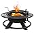Red Mountain Valley 47" Fire Pit with Adjustable Grill, Outdoor Fireplaces, Large Wood Burning Patio Fire Pits for Outside, Black