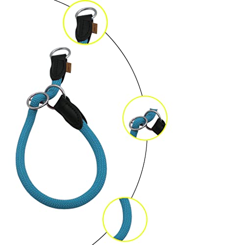 Aiminto Nylon Rope Pro Training Dog Collar, No Pull Round Martingale Collar, Slip Collar With Slidable Stop Ring - Ideal For Medium Dogs (M(1/3") - 18" Long, Light Blue) #TOP3