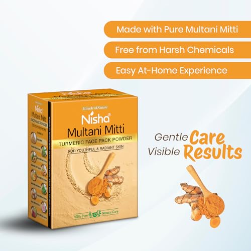 Image of Nisha Turmeric Multani Mitti for Face 100g | Fuller's Earth Powder | Natural Oil Control, Acne & Tan Removal | Skin Brightening Face Pack