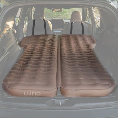 Luno AIR Base Mattresses - SUV Air Mattress for Car Camping w/ 12v Electric Pump, Durable 200D Oxford Fabric, Two Head Support Straps & Repair Patch - Car Camping Mattress that Fits All Compact SUVs