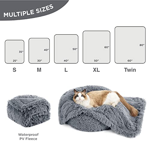 Bedsure Waterproof Dog Blankets For Large Dogs - Calming Cat Blanket For Bed Couch Protector Washable, Long Faux Fur Pet Throw Blanket For Puppy, Reversible Furniture Protection, 60"X80", Grey #TOP4