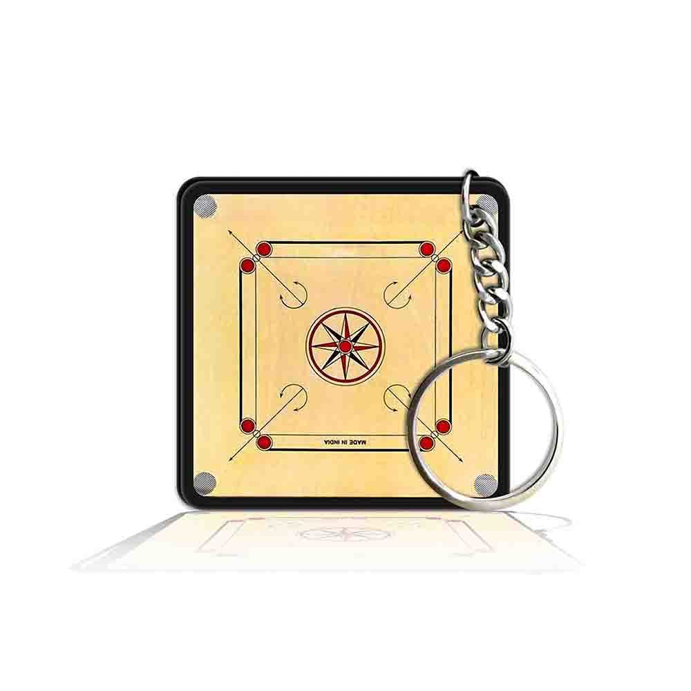 Printed Square Keyring Keychain for Bag Wallet Purse Bike Car Cycle Lock Key House Keys D - Carrom Board-image-19