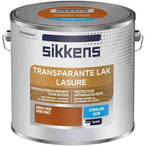 Sikkens - Lasure Satin pour Boiseries Extérieures - Tous types de bois, sous-couche intégrée, protection pendant 7 ans - Chêne Foncé 2,5 L