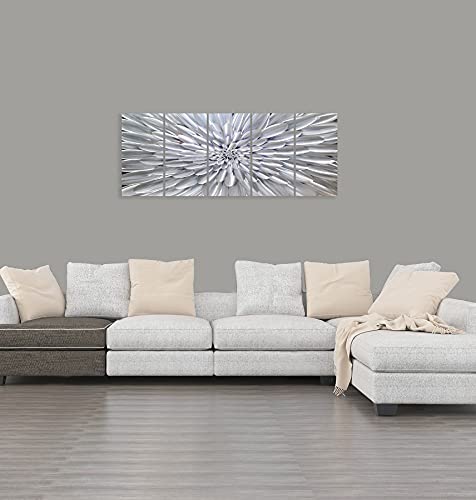 Sygallerier Metal Flower Wall Decor Hand Crafted Floral Artwork In 5 Pieces Modern Botanical Pictures On Aluminum 3D Art For Living Room Bedroom Bathroom Decoration #TOP3