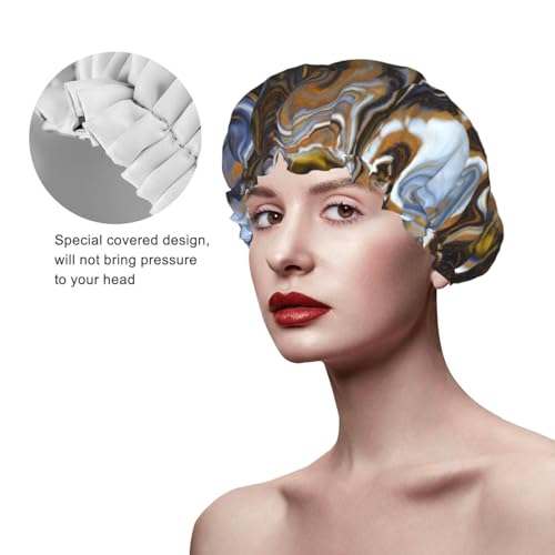 Bonnet de douche imperméable routine soin cheveux longs texture encre - 4