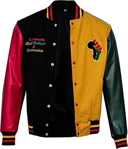 Image of HBCU Pride Letterman Varsity Jacket - Donovan Mitchell Multicolor HBCU Wool Jacket with HBCU Patches