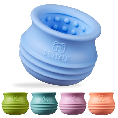 Bestalk Dog Enrichment Treat Toy Long-Lasting Wobbly Interactive Freeze Lick Toys for Dogs Stuffable Puzzle Feeder Toy for Boredom Silicone Treat Dispensing Chew Toy (Baby Blue S)