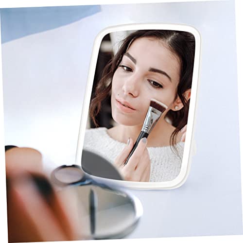 Espejo maquillaje plegable con 3 LED blanco portátil miniatura 4