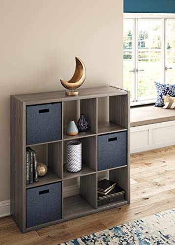 Image of ClosetMaid 4590 Heavy Duty Decorative Bookcase Open Back 9-Cube Storage Organizer in Graphite Gray with Hardware for Closet, Home, Office, or Toys