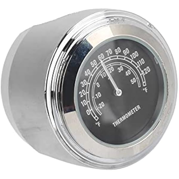 Keenso Termometr Zegarowy, 22‑25 Mm, Termometr Zegarowy do Kierownicy Motocykla, Akcesorium do Termometru Motocyklowego (BLACK)