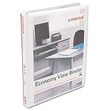 Universal Economy Round Ring View Binder, 1/2 Capacity, White, pack of 6