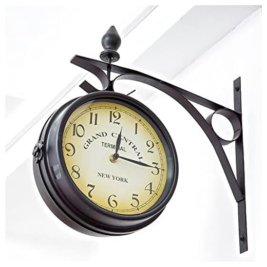 BELMAKS Vintage Double Sided Industrial Wall Clock for Outdoor Decorative Art Antique Decor Office Kitchen Silent 360 Degree Rotate