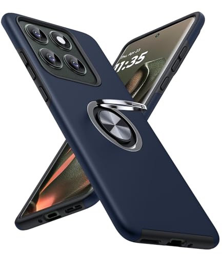 JAME for Motorola Edge 2025 Case, Dual Layer Military Grade Protection Shockproof Cover with Ring Holder Stand Kickstand, Slim Fit Protective Phone Case for Motorola Moto Edge 2025, Blue