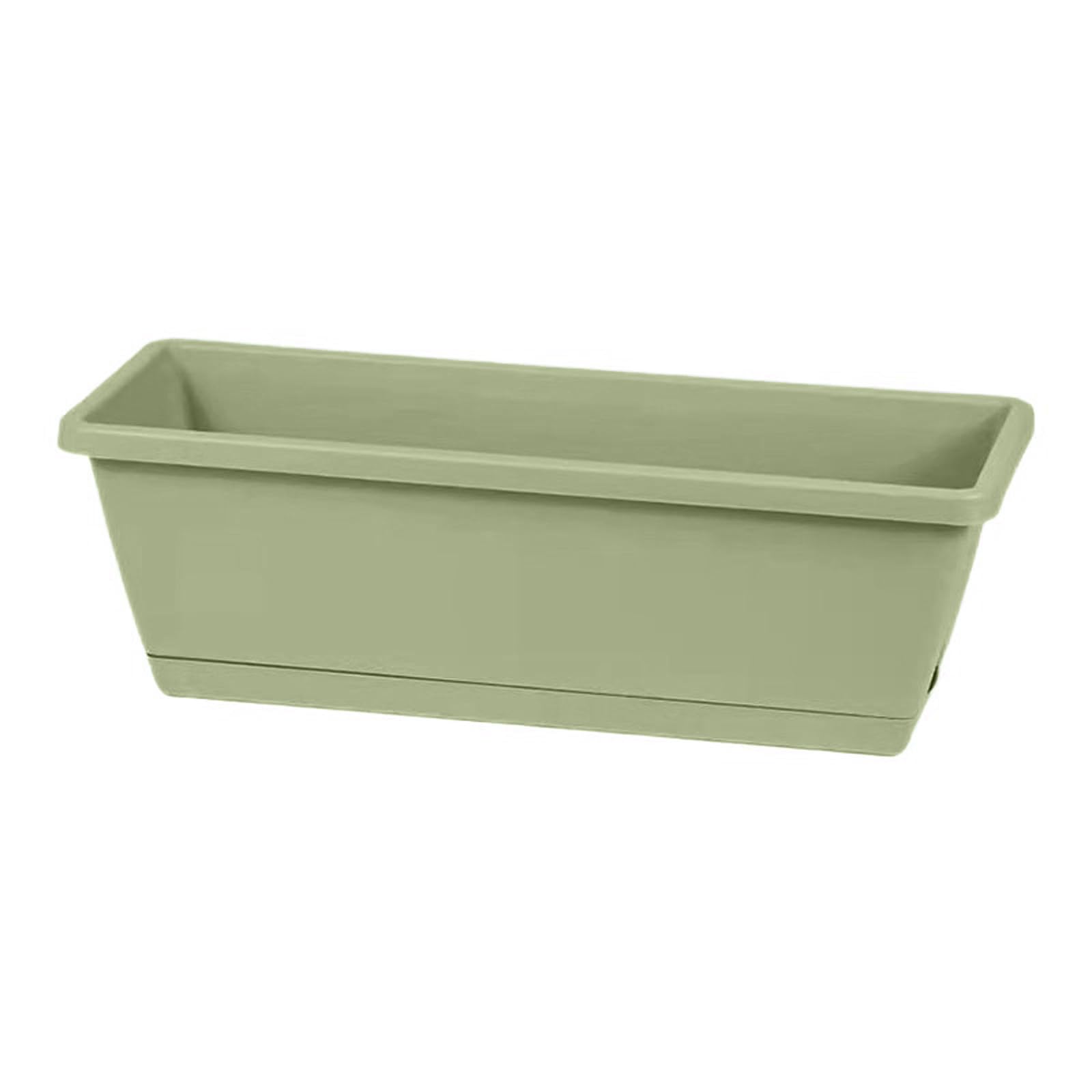 50cm Long Garden Trough Planter with Drip Tray, Grey Weatherproof Window Sill Plant Pot, Outdoor Balcony Box for Herbs Flowers Strawberries, Plastic Rectangular Planters for Outside (Mint Green)
