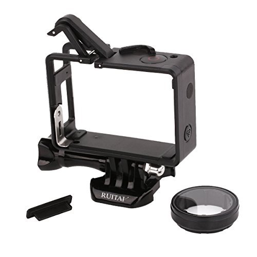 RUITAI&trade New Protective Fixed Frame Mount Housing for GoPro Hero 4 3+3 Cameras with Lens Glass Protector, GoPro Accessories Camera Frame Mount Case with Bulckle Mount + Thumbscrw + Dustproof Cap Plug