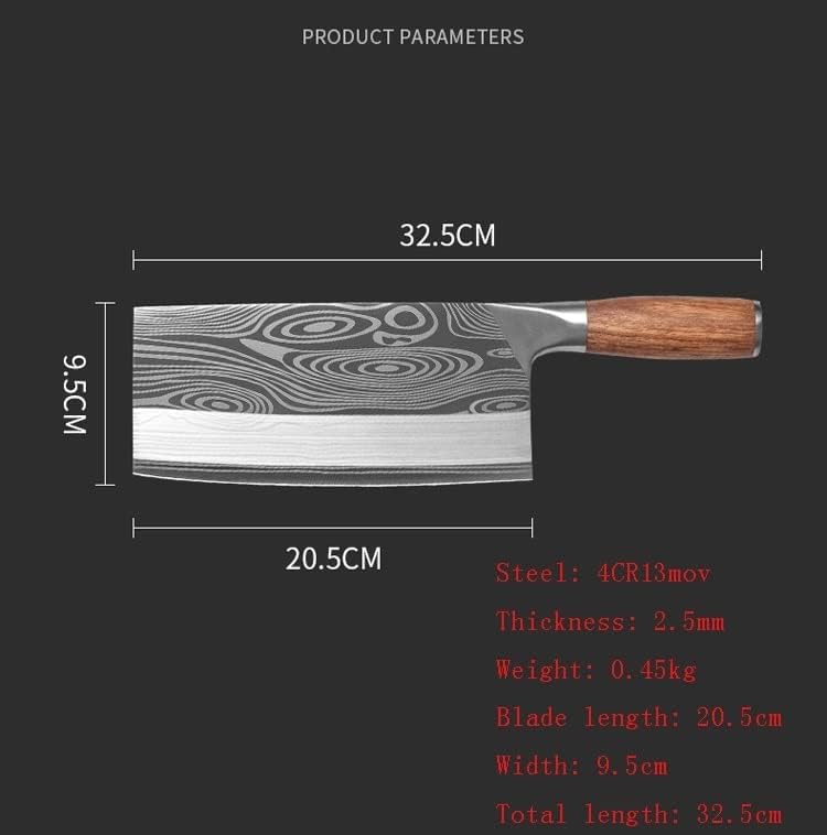 Meat Cleaver, 8inch Chinese Slicing Knive Chef Knife Sharp Blade Vegetable Meat Fish Knife 4Cr13 High Hardness Kitchen Cooking Knives Cleaver