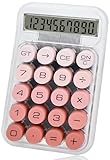 HUTUDD Cute Calculator, Mechanical Switch Calculator, Calculators Desktop 10 Digits, Desk Calculators with Big Buttons and LCD Display, Battery Power,Ideal for School Home Office Basic(Pink)