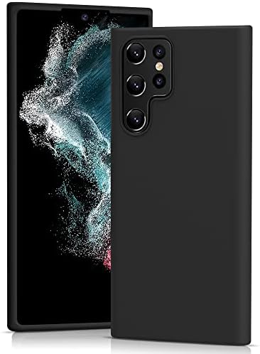 YATWIN Silicone Case for Samsung Galaxy S22 Ultra 5G, Soft-Touch, Shockproof, Antiskid Full Body Armour Phone Cover for Samsung Galaxy S22 Ultra 5G - Black