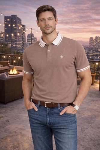 Image of Mens Pique Polo T-Shirt | Cotton Rich, Smart Fit Polo with Embroidered Logo | Casual & Sports Wear | Polo T-Shirt for Men