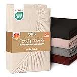 Brentfords 2 Pack Single Bed Sheets, Soft Warm Thermal Teddy Fleece Fitted Sheet Deep Pocket 25cm Fade Resistant Cuddly Cosy Fluffy Teddy Bear Bedding Single 2 Pack, Cream Beige