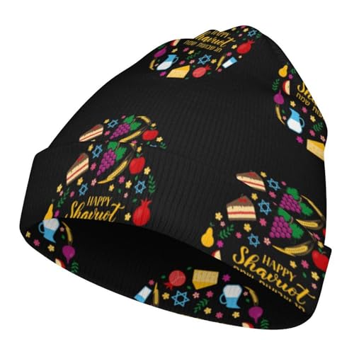 Happy Shavuot Kids Beanie Hat for for Girls Boys Children Cap Winter Knitted Chemo Cancer Headwear Accessories Gifts Decoration Black