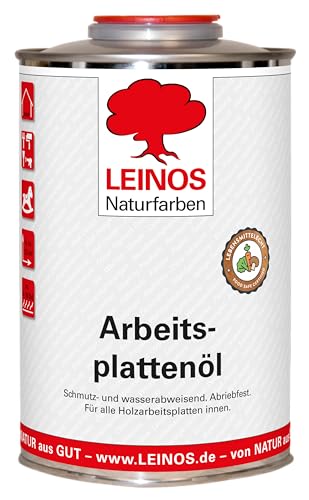 LEINOS 280 Huile de plan de travail pour l'intérieur Boîte de 1,0 l | Huile naturelle pour imprégnation des plans de travail de cuisine, surfaces de meubles et jouets pour enfants en bois |
