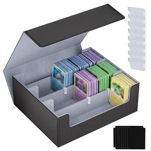 Dayacoco Card Deck Box Trading Card Storage Box for 2400 Cards Magnetic Closure Card Holder with 3 Rows and 8 Dividers for Yugioh MTG TCG PKM Car Cards Sport Cards Playing Card PU Leather
