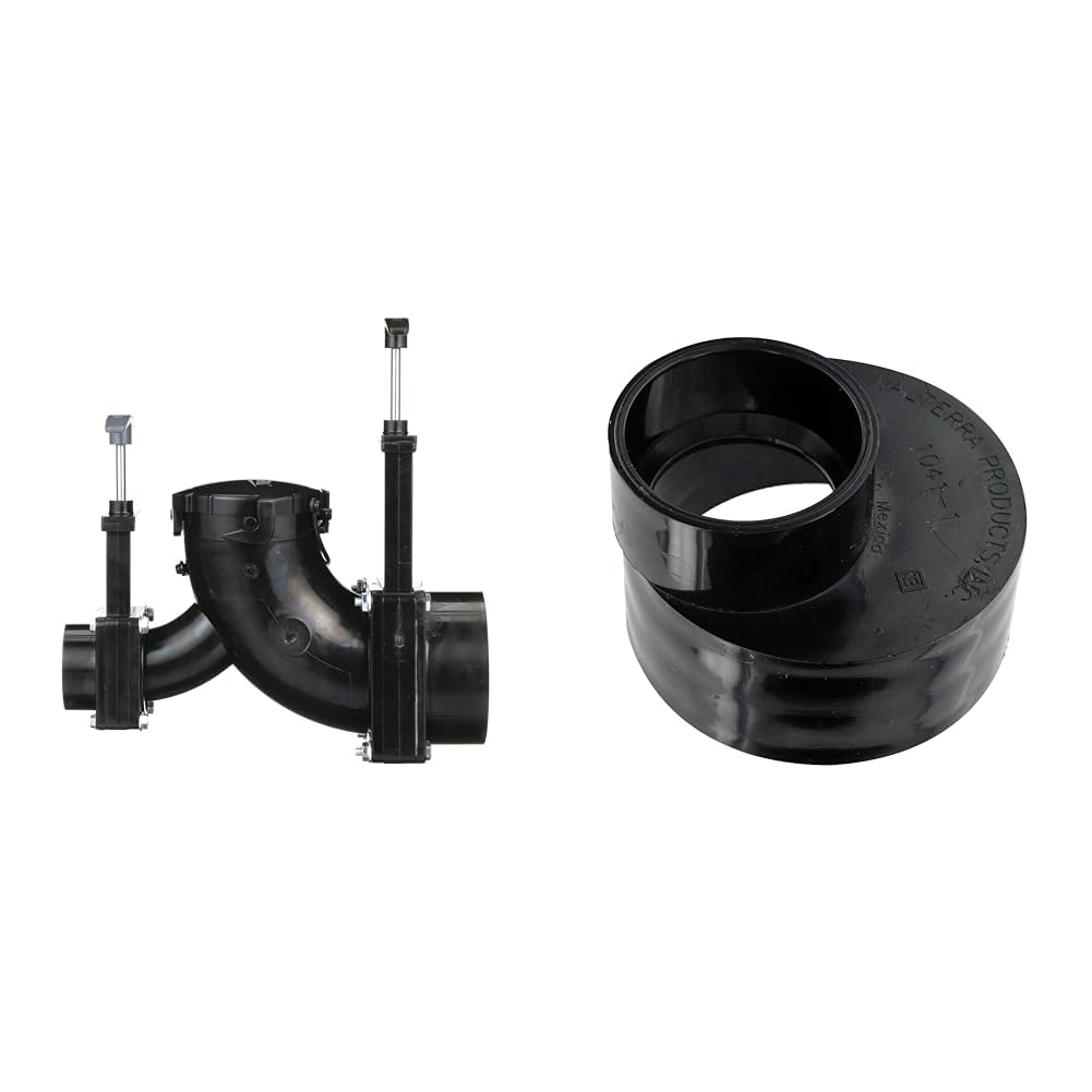 Valterra Ell Double Rotating Valve RV Waste Water Drain 3" x 1.5" x 3" Eccentric Tank Reducer 3" Spigot x 1-1/2" Hub