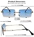 Mriendao Blue Sunglasses for Women Men Fashion Retro Cute 90s Rimless Frameless Rectangle Tinted Lens Sun Glasses Shades
