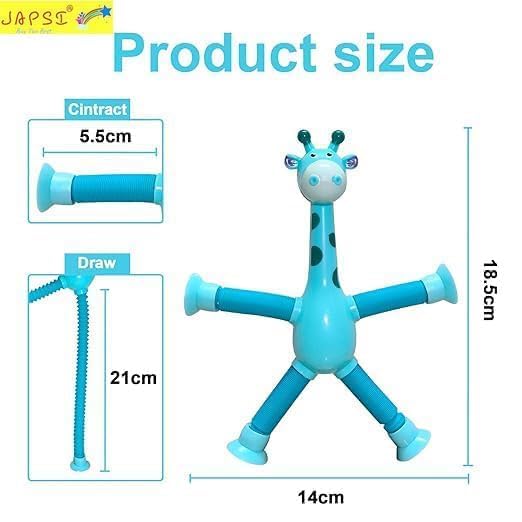 JAPSI Bendable Giraffe Interactive Toys with LED Lights, Parent-Child Suction Cup Animals, Stretchy Colorful Design, 2 Pack 1