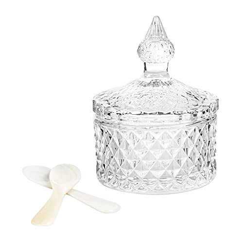 DUEBEL Dublin - Enfriador de caviar de vidrio con 2 cucharas de nácar de 3.5 pulgadas, ideal para cocina, catering y uso en restaurantes