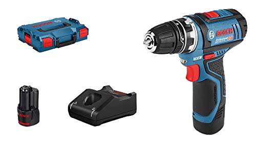 Bosch Professional 12V System GSR 12V-15 FC Cordless Drill/Driver (incl. 2 x Battery GBA 12V 2.0Ah, Quick Charger GAL 12V-40, Drill Chuck Adapter GFA 12-B, L-BOXX 102) - FlexiClick System