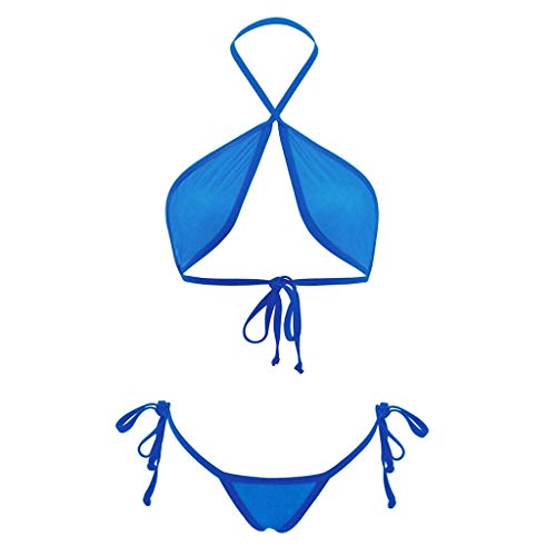Conjunto de lencería para mujer, traje de baño de pieza de remolque de corte alto sin espalda Bikini conjunto de traje de baño de malla, íntimos para mujeres