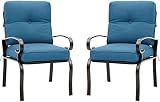 Incbruce Metal Outdoor Dining Chairs Patio Chairs Set of 2, Wrought Iron Chair Steel Frame Restauran