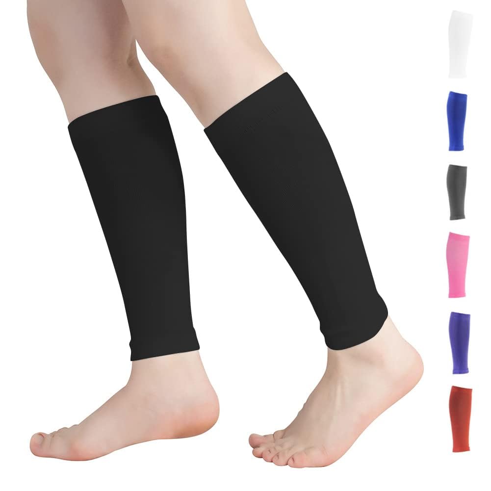 Leosportz Calf Support Shin Brace Support(pack of 1) - Cslf Compression Sleeves for Men & Women | Leg Compression for sports Gym Running Cycling Jogging Workout Pain Relief Injury (Black)