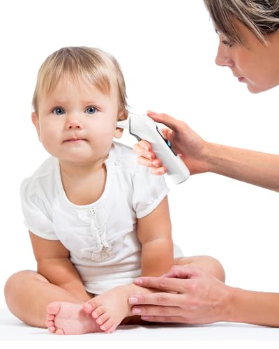 Fieberthermometer Ohr für Erwachsene & Kinder, 1s Ergebnis Hochpräzise Ohrthermometer, 30 Speicher Abrufen, 3-Farben-Fieber-Alarm… – Ansicht 8