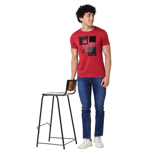Image of Spykar Men's Slim Fit Round Neck Half Sleeve Solid Casual T-Shirt
