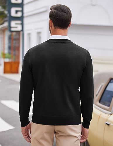 Coofandy Men'S Fashion V Neck Sweater Knit Slim Fit Long Sleeve Sweater Pullover Black thumb #3
