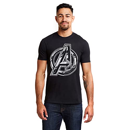 Marvel Camiseta para Hombre con el Logotipo de The Avengers Infinity, Negra (Negra y Negra), Talla L UK