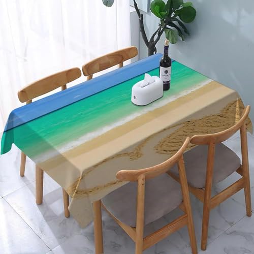 Tizhweqo Mantel Mesa Rectangular Océano, Manteles Antimanchas Playa, 3D Impresión Mantel Impermeable Lavable para Cocina Salón Comedor, 140x250 cm Q.P1318