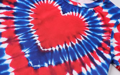 Image of Kids 4th of July 3D Tie Dye Style T-Shirt Boys Girls Patriotic American Flag Clothes Firecracker Tops 4-10 Years