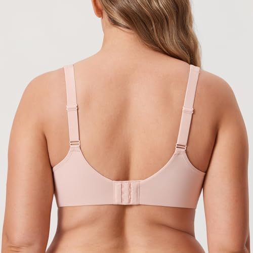 Image of DELIMIRA Women's Full Coverage Bras Underwire Lightly Padded Plus Size Supportive Tshirt Sheer Bra