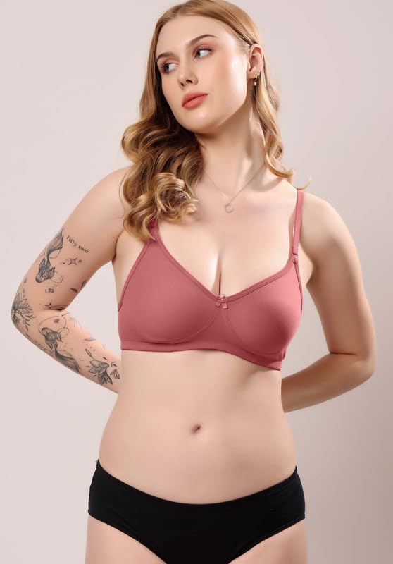 Image of London Hills Regular Bra for Women Everyday Non Padded Wire Free Mid Coverage Cotton Blend