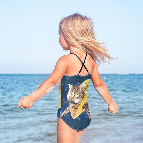 Girls One Piece Swimsuit Kid Beach Swimwear Cute Cross Shoulder Strap Bathing Suit, 3T4